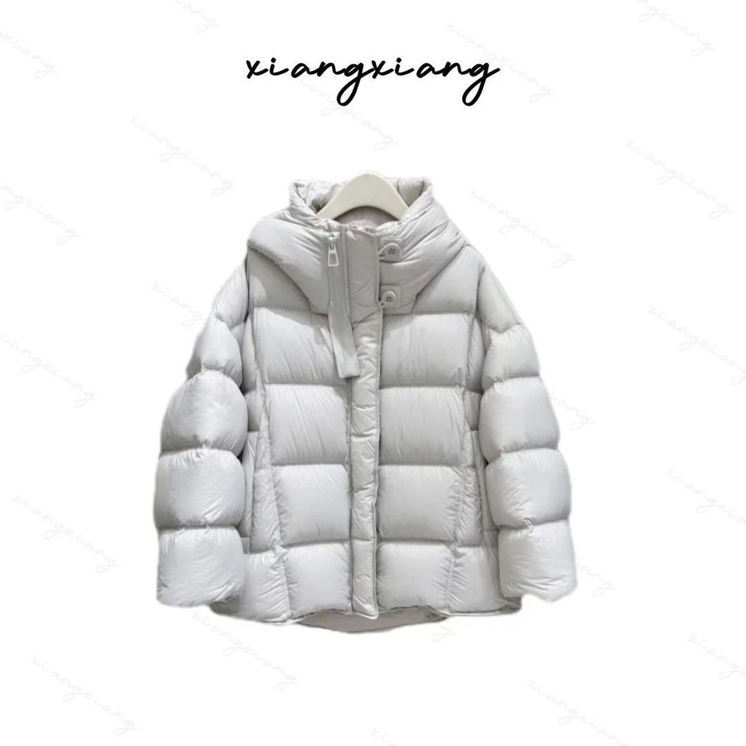 2024新国标90连帽短款时尚百搭泡芙羽绒服女装外套8928