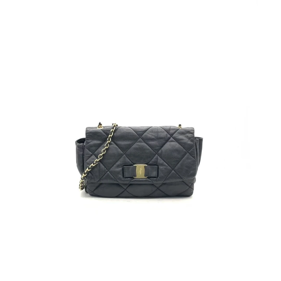 95新 FERRAGAMO/菲拉格慕 【安则专属】黑色链条包