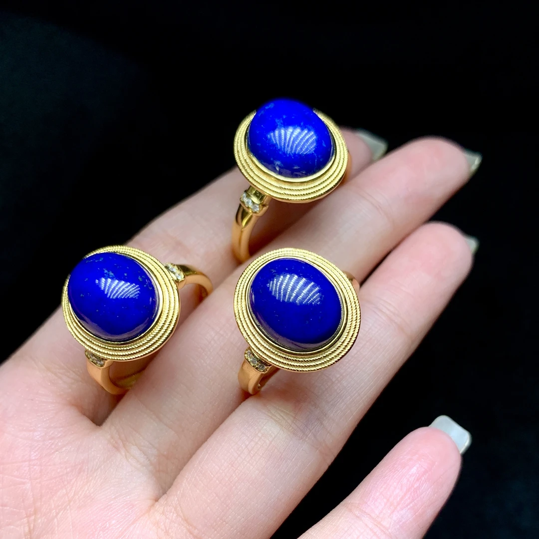 【云上叙】S925银青金石戒指-多样性发一件-9*11mm-V17860-M（甄选）