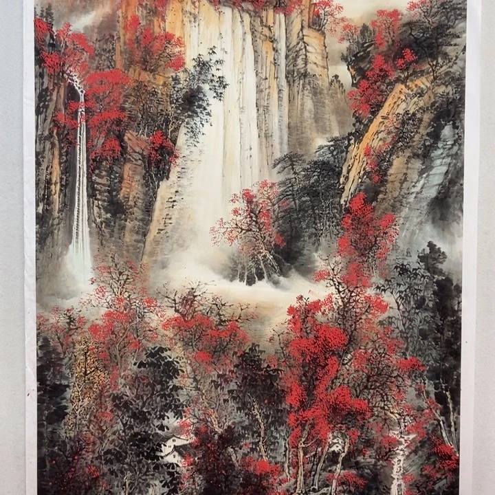 国画万山红遍六尺竖幅