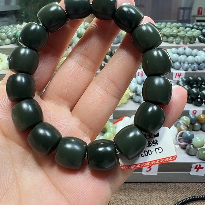 手链未镶嵌和田玉新疆塔青特细直切卡14