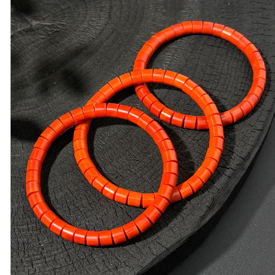 南红阿卡直切桶珠手串6mm±.多样性发其一