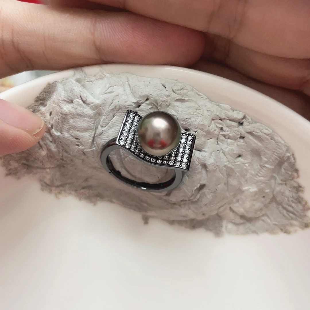 戒指银S925镶嵌海水珍珠