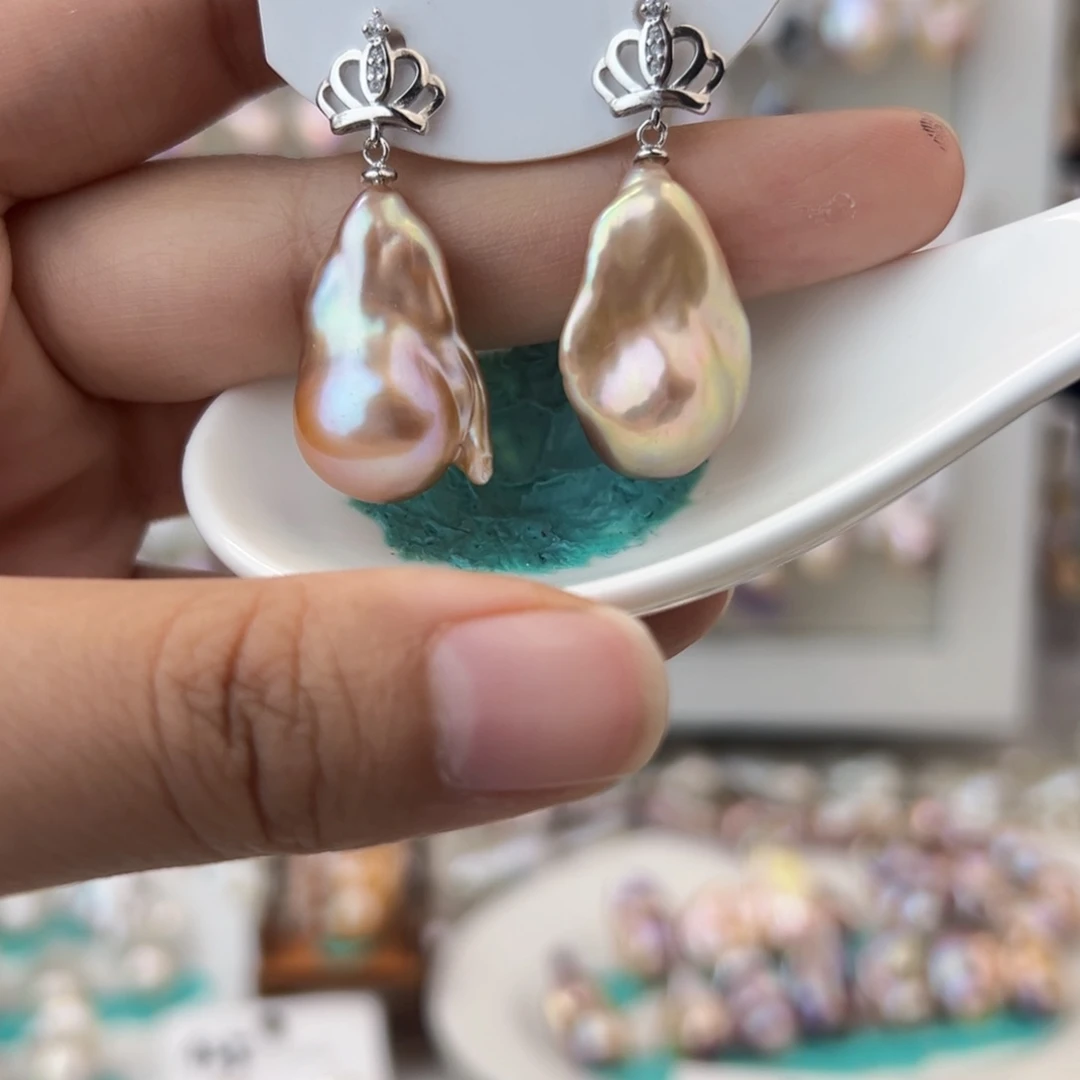 淡水珍珠耳饰银S925镶嵌