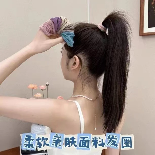 爆款加宽提花发圈头绳女扎马尾不伤发发绳高弹力扎头发皮筋头花