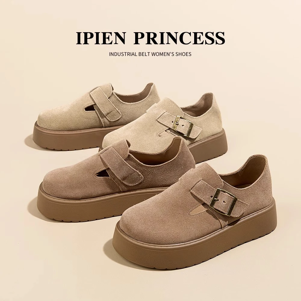 棕色一脚蹬懒人鞋2025秋季新款百搭包头拖鞋复古厚底全包勃肯鞋女