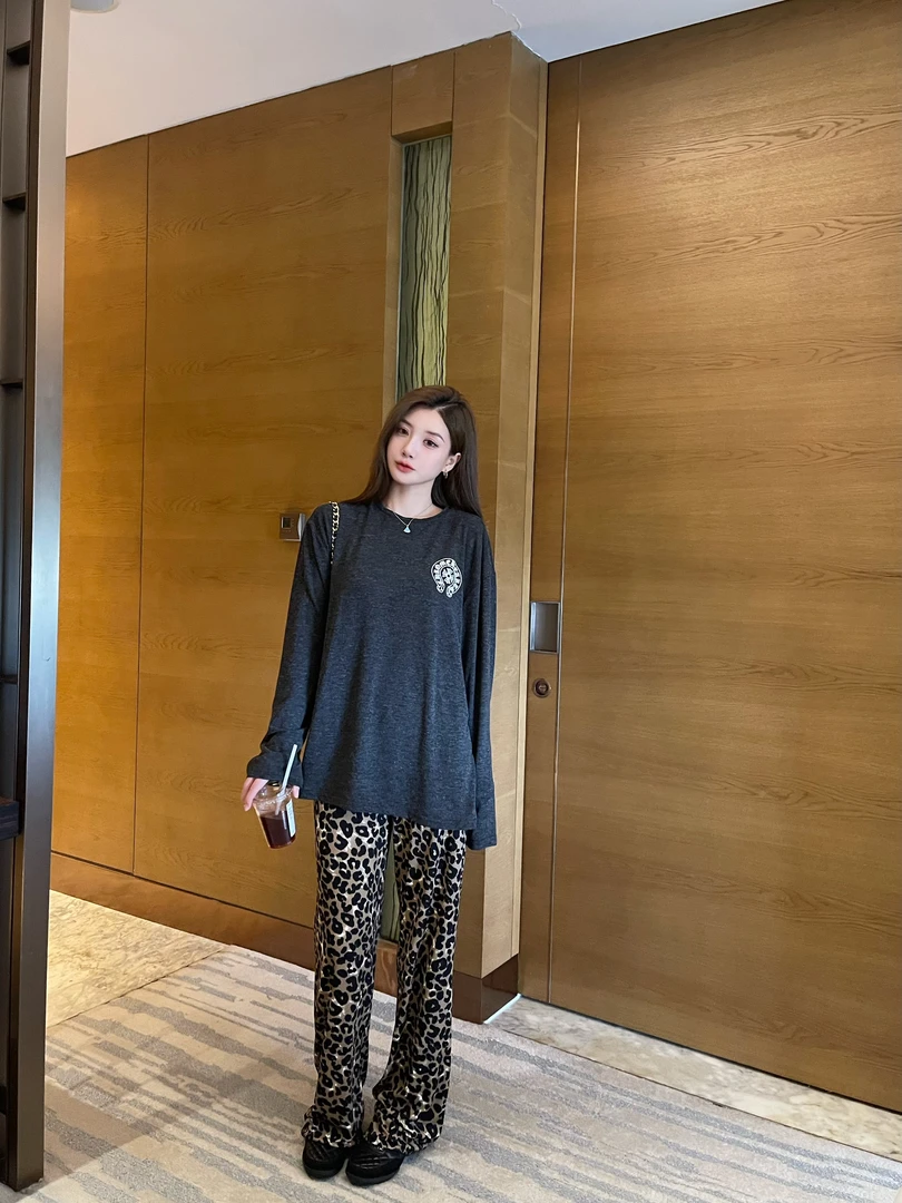 豹纹垂感抽绳休闲裤 长裤 秋季