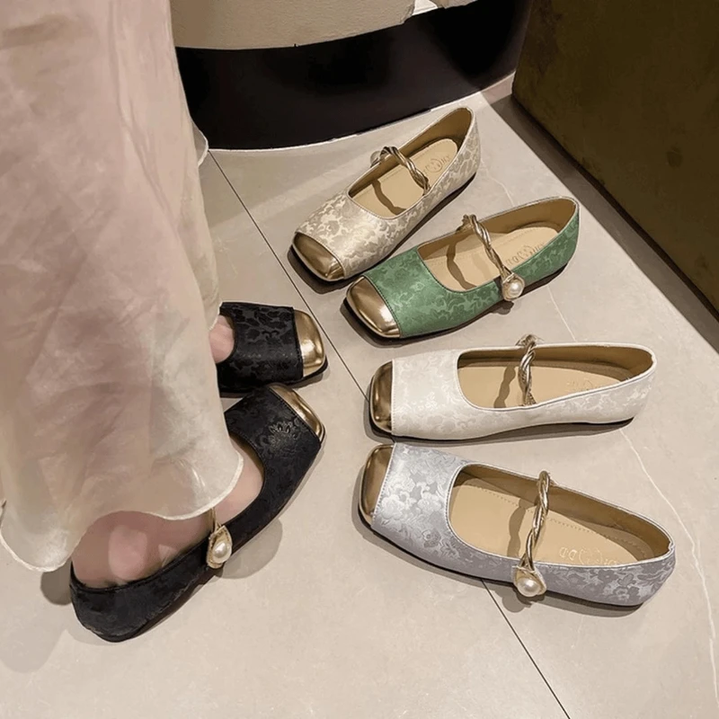 玛丽珍鞋中国风一字带粗跟单鞋女2025夏季新中式中跟玛丽珍鞋QZQW