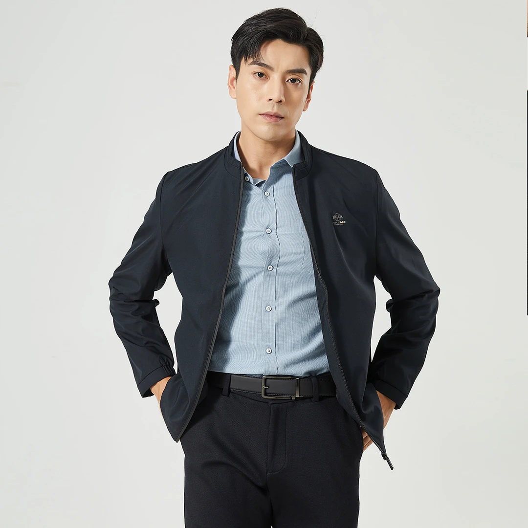 梦燕春秋男时尚百搭气质大方宽松休闲舒适简约茄克外套XC04B4013D