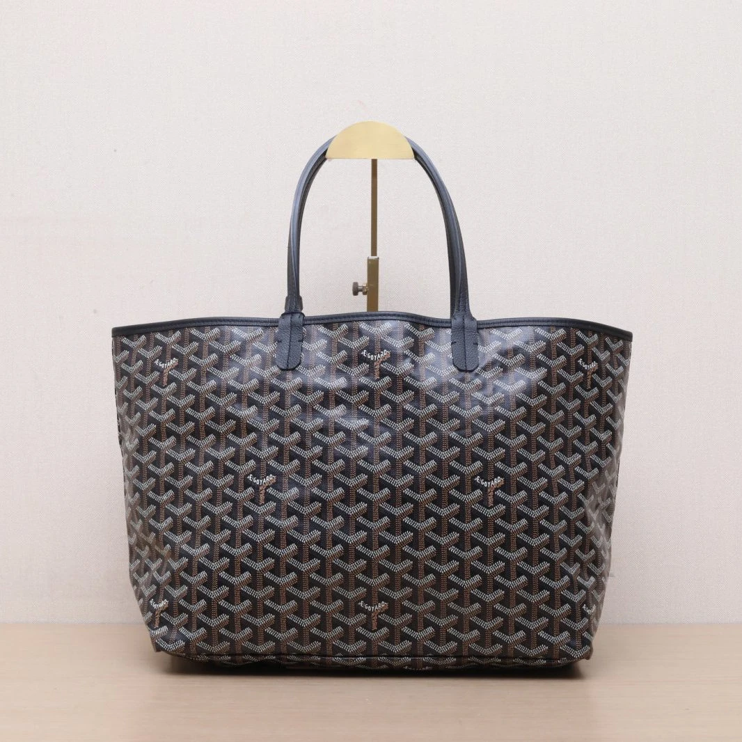 99新 Goyard 【黑黑】购物袋 子母包 34 中号 黑色 PVC 银扣