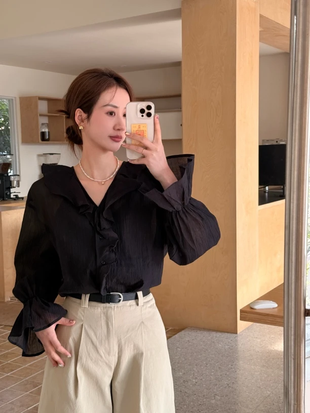 【荷叶边】轻薄小衫小众设计气质