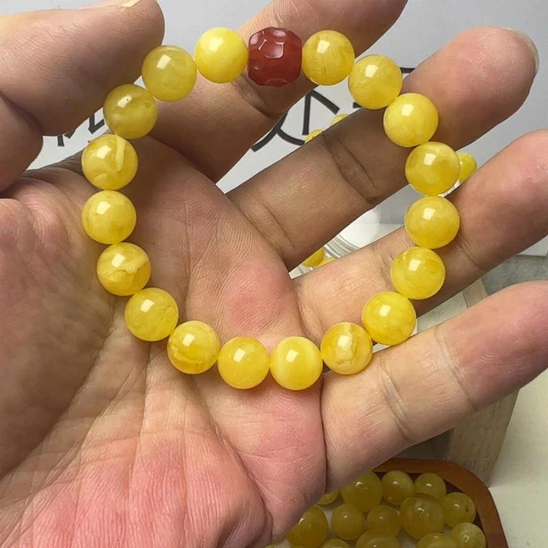 琥珀未镶嵌裸石微瑕手串