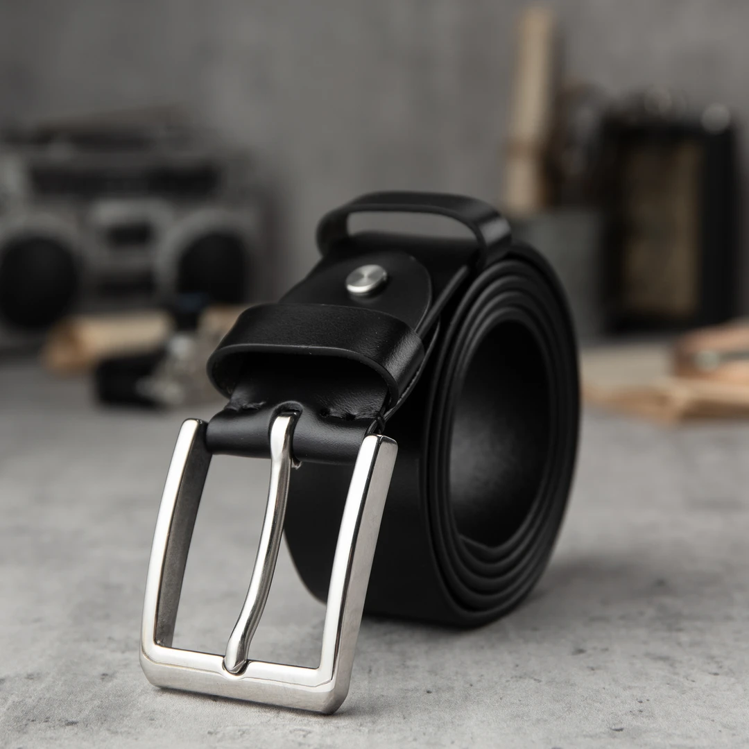 百搭不锈钢男士头层牛皮皮带针扣商务正装休闲牛仔裤腰带真牛皮带