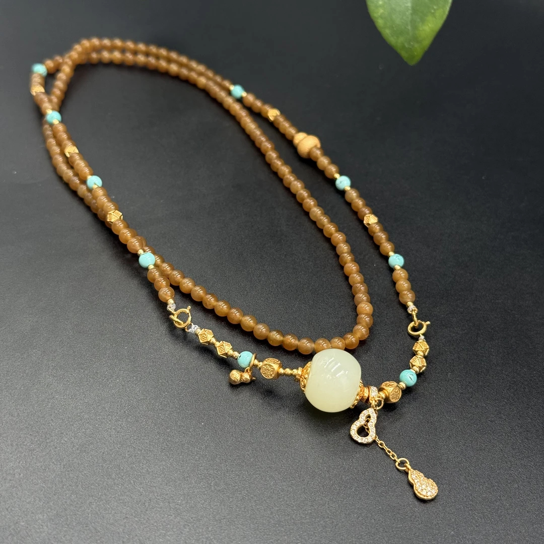 【圆润珠宝】和田且末糖原创设计白玉路路通可做万能链（只此一件）