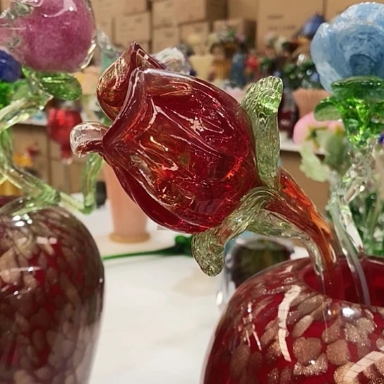 琉璃高度43厘米琉璃玫瑰花