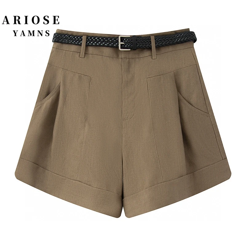 艾诺丝商场同款百搭女装夏季裤子工装高腰短裤显瘦夏季宽松翻边