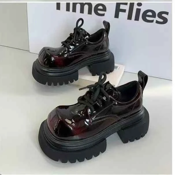 【苏蒂苏拉SDSL】639-5 厚底红色英伦风乐福鞋女2025春季新款学院风