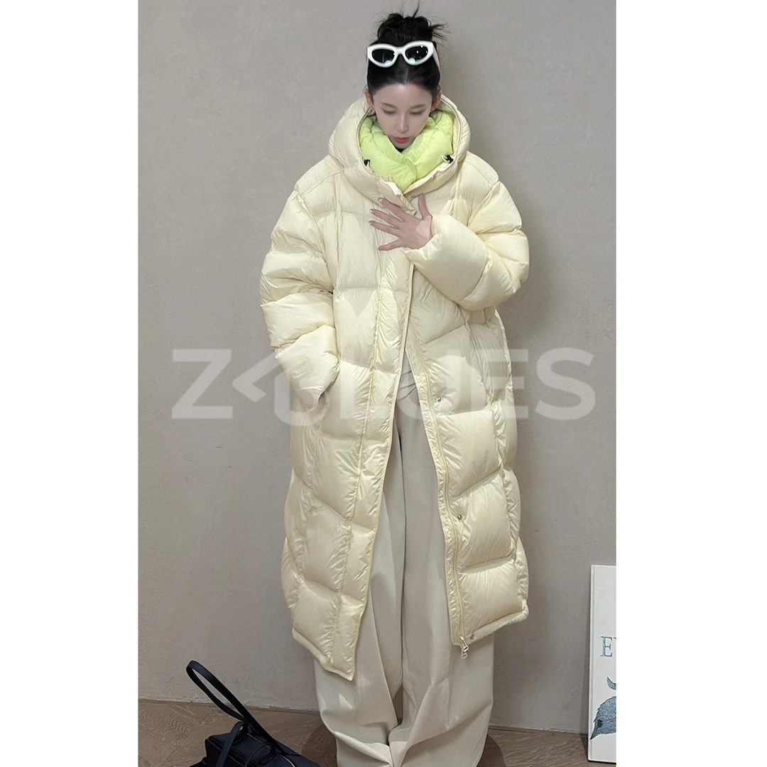 Z.blues【治愈暖冬】冬季轻暖高密拼色长款鹅绒服YZDC7440