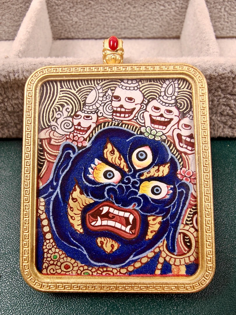 热贡粗矿大黑天黄财神面首