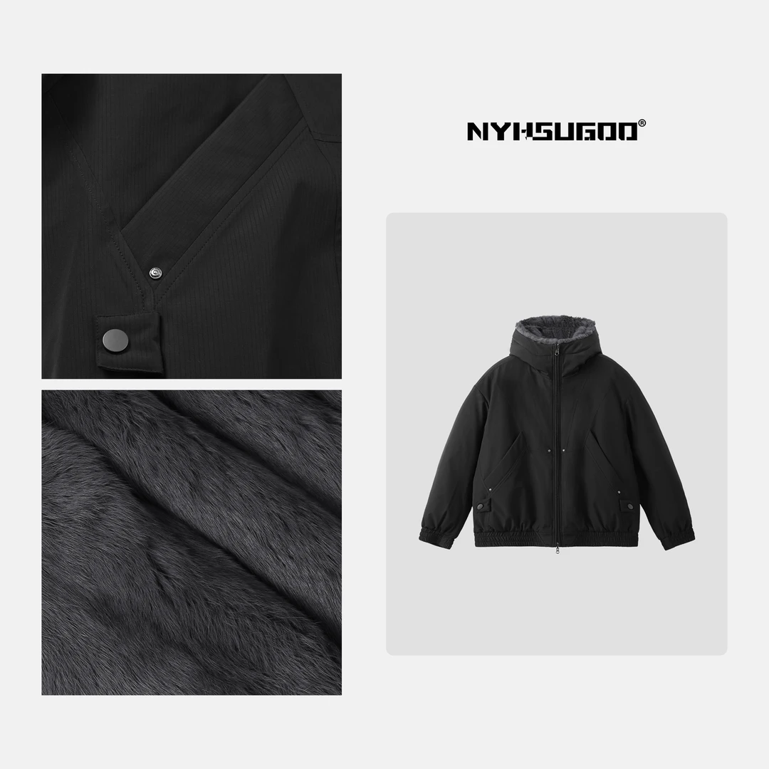 NYHSUGOO/南乙3411“上东老钱”冬男士兔毛全真皮草两面穿加棉外套