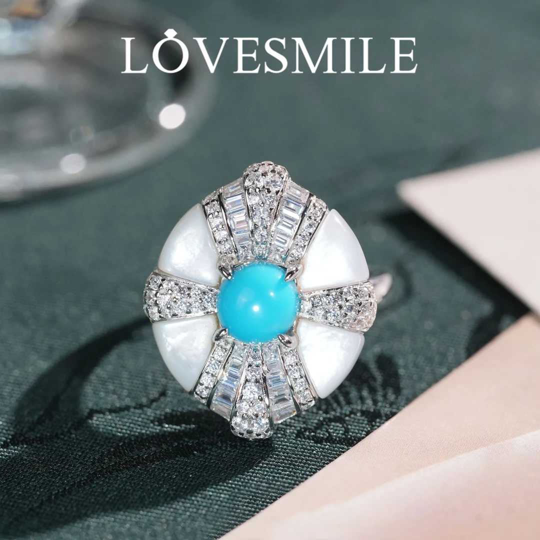 S925银绿松石戒指精美时尚轻奢优雅