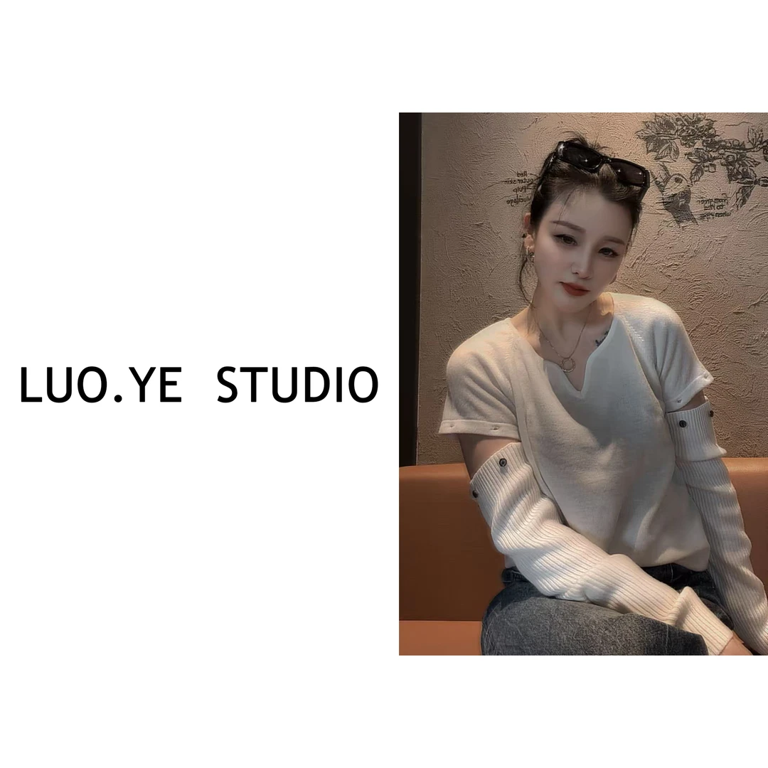 罗爷 · 【涉江采芙蓉】两穿可拆卸羊毛气质长袖上衣T恤宽松百搭减龄