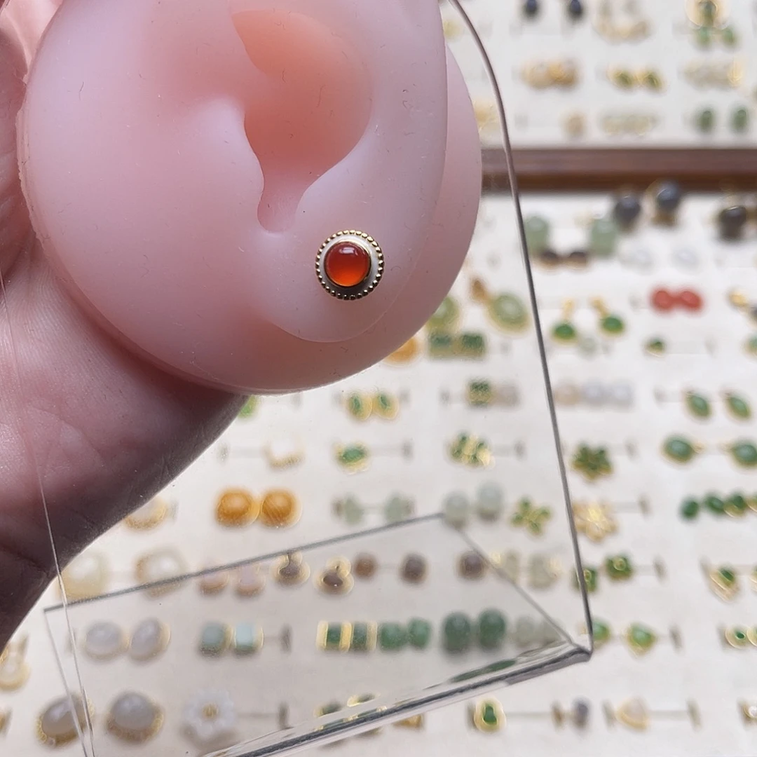 银S925镶嵌和田玉耳饰