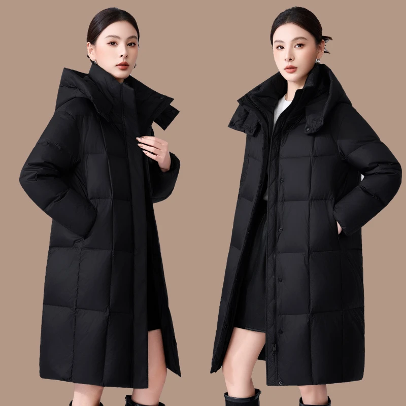 中长款羽绒服女冬季2024新款白鸭绒抗寒加厚时尚洋气保暖冬装外套