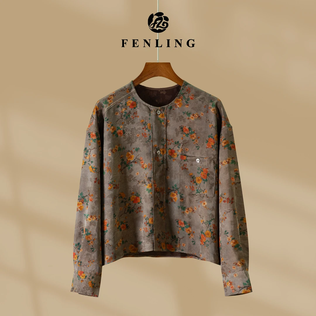 芬领-时嫣-桑蚕丝香云纱花罗提花长袖时尚开衫外套WT243-WT246