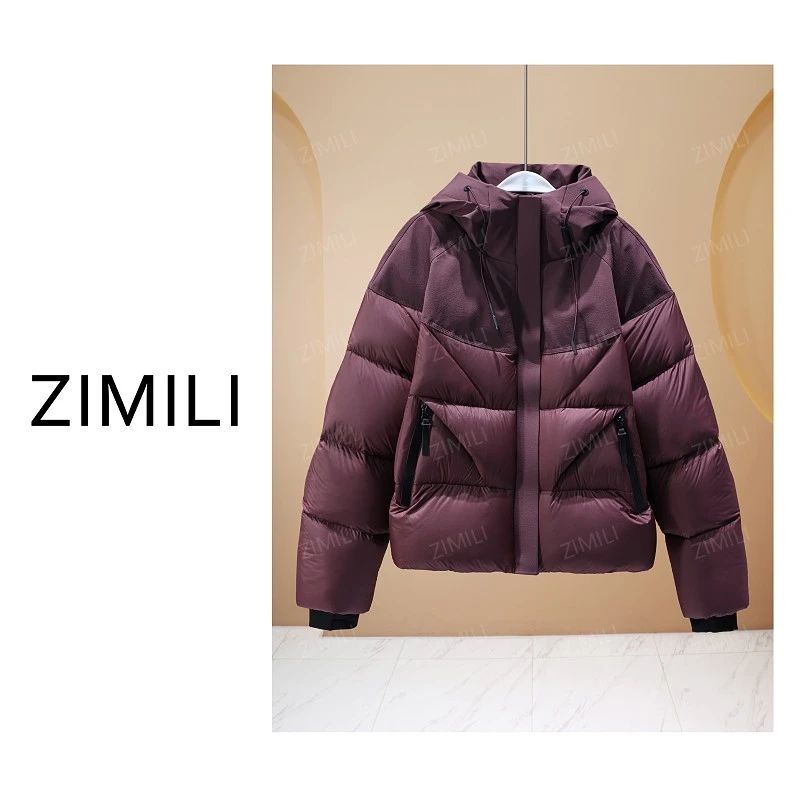 【亮哥女装】2025冬季新品90绒高蓬松锈红色轻户外连帽羽绒服86360