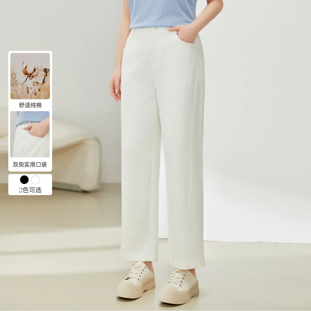 【时尚气质百搭裤子】纤莉秀大码女装显瘦休闲通勤松紧后腰QJ5123