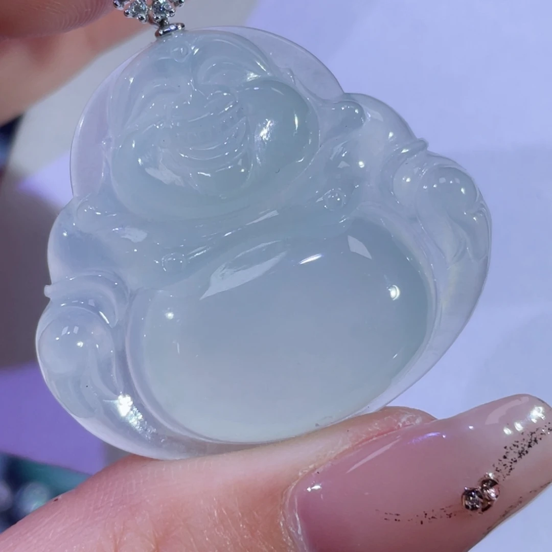 翡翠颈饰18K金镶嵌佛公