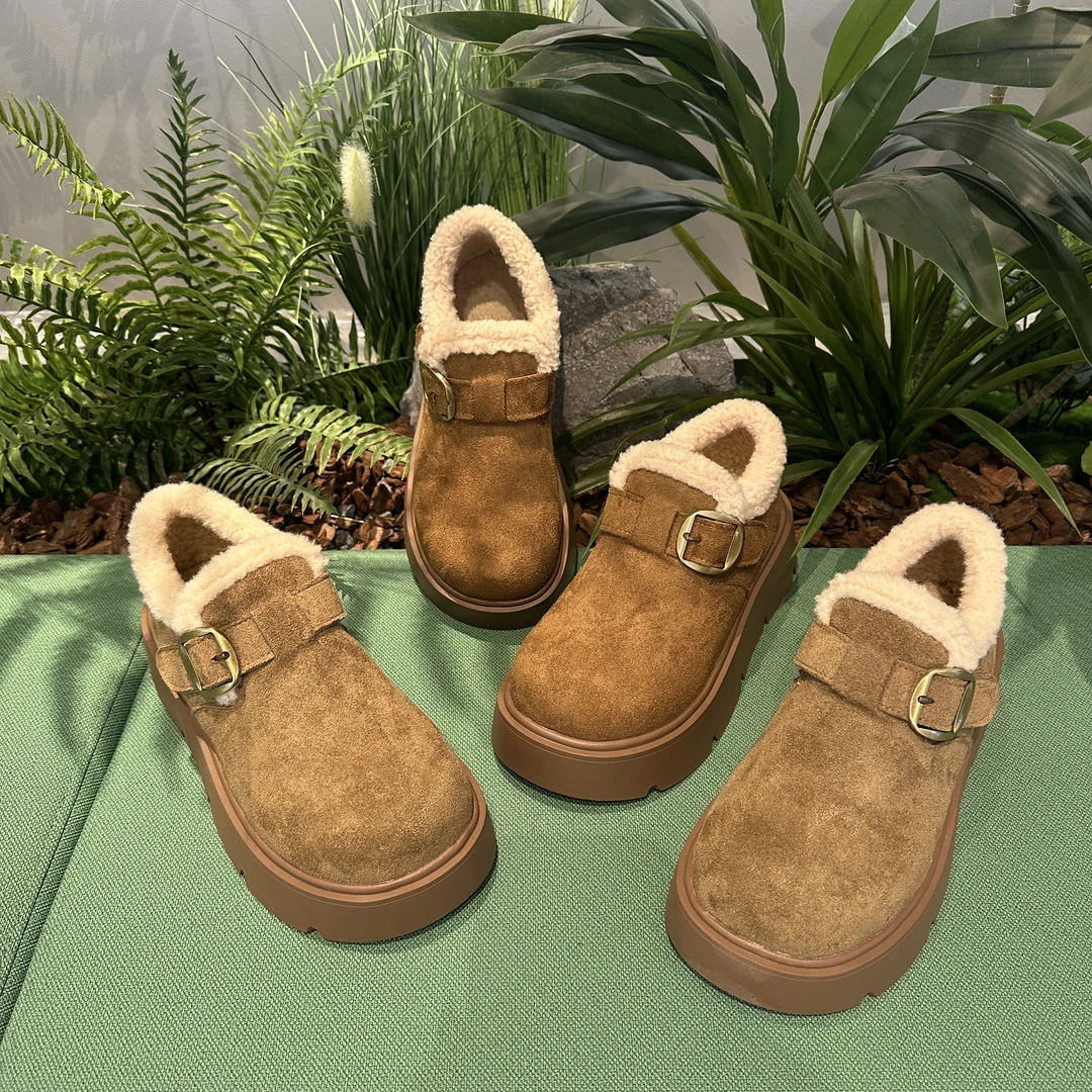 【宣宣】5cm刺绣秋冬棉鞋外穿博肯女鞋20252025新款女士新款女鞋