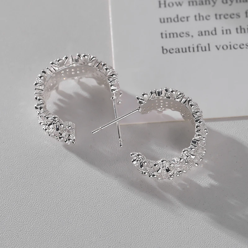 钛钢耳饰 设计师款轻奢小众时尚百搭C型清冷感耳环精致耳圈高级感