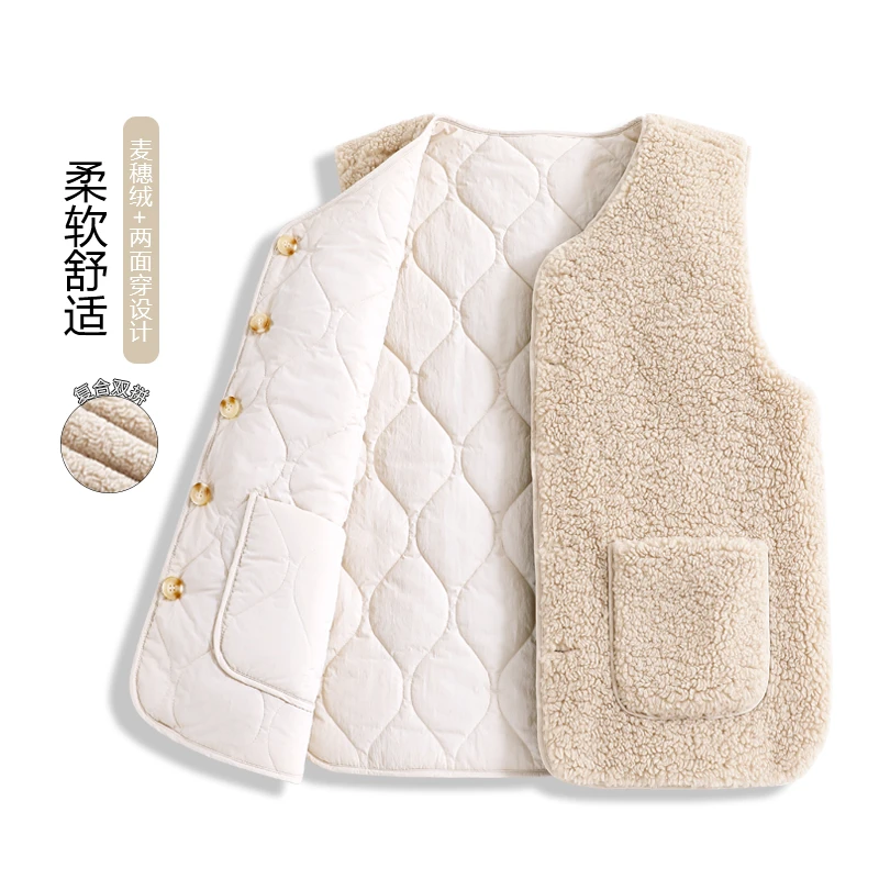 真维斯无界女士冬季两面马甲柔软舒适加绒百搭无袖保暖外穿外套