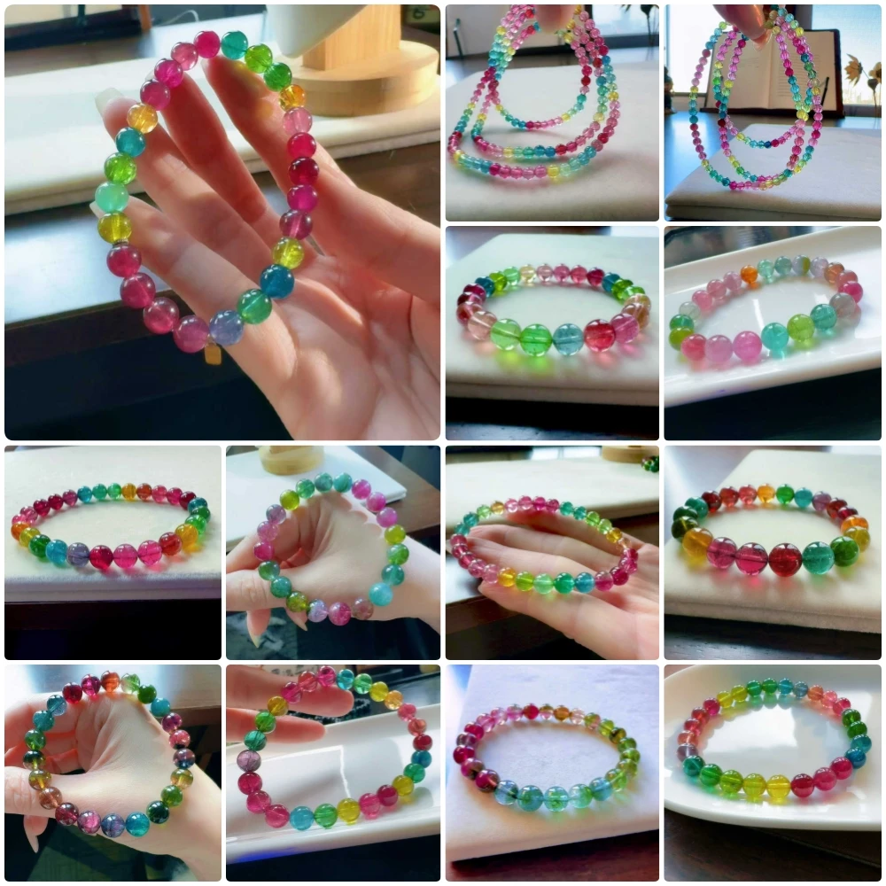 彩虹碧玺手链女一物一图时尚百搭碧玺碧玺手串纯天然真品100%