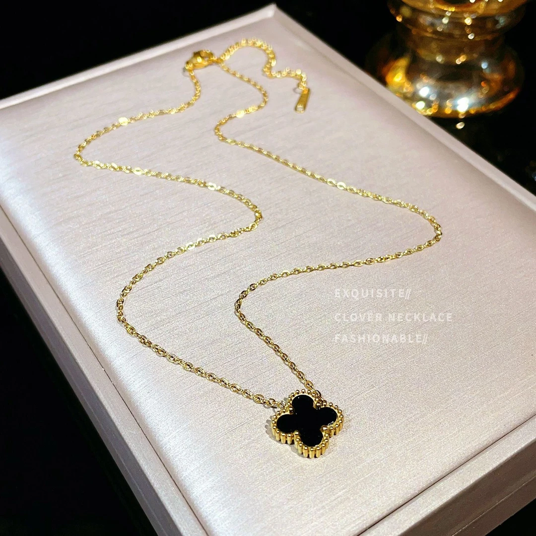 钛钢项链 双面四叶草不掉色气质爆款简约项链饰品锁骨链经典百搭