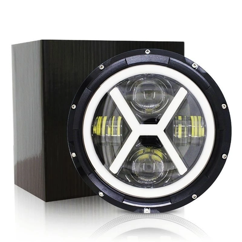 24V欧卡车货车改装led7寸X型探照灯激光炮射灯