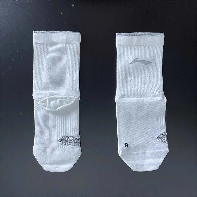 李宁春中长袜男子运动跑步训练透气舒适中筒袜AWSU013-B品（3双装）