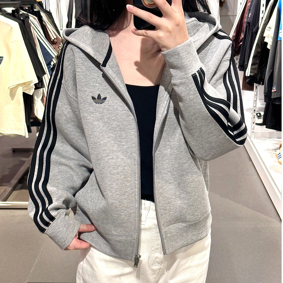 adidas/阿迪达斯三叶草系列女子运动宽松连帽夹克休闲外套JY2620