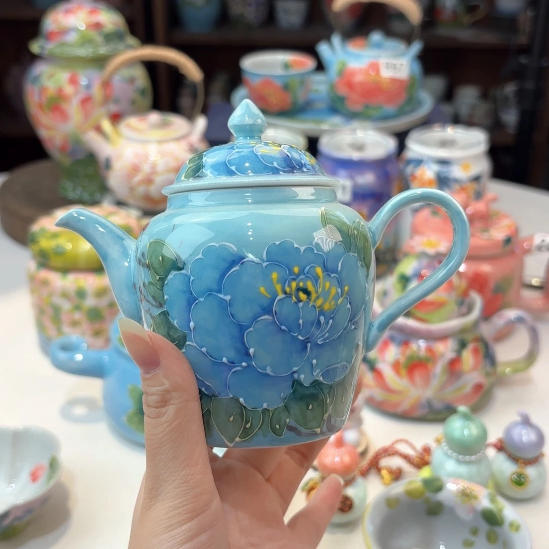 景德镇手绘高温釉下彩陶瓷茶具
