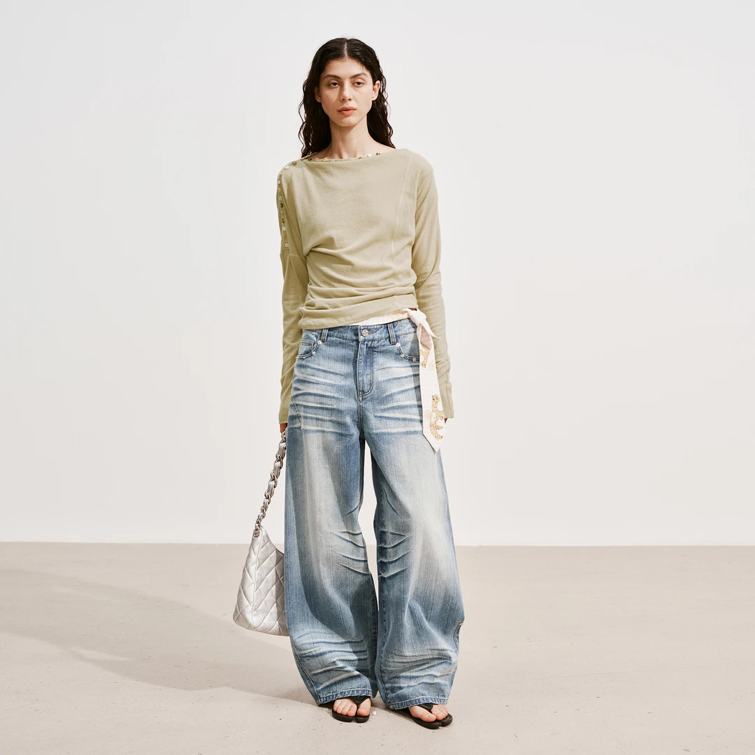 MEDIUM WELL_无侧缝立体猫须牛仔裤_Oversized Rounded Jeans