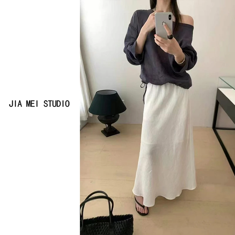 C203韩版2025夏季向日葵同款绝美法式直筒百搭气质长款半身裙女