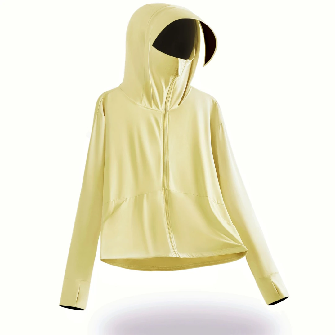 口袋女夏季短款衣正品连帽衫休闲跑步女士短外套上衣透正品