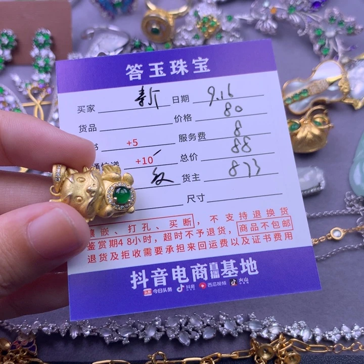 颈饰银S925镶嵌翡翠新*
