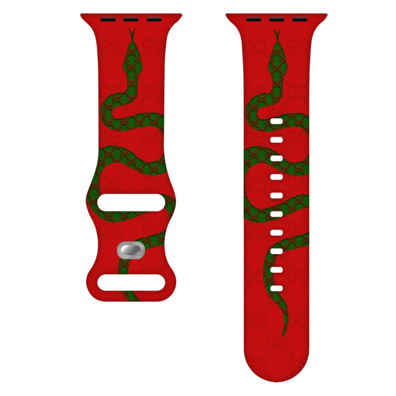 蛇年大吉双G蛇纹创意硅胶百搭适用苹果手表S11表带苹果手表表带