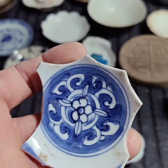 瓷片青花影青杯垫学习标本