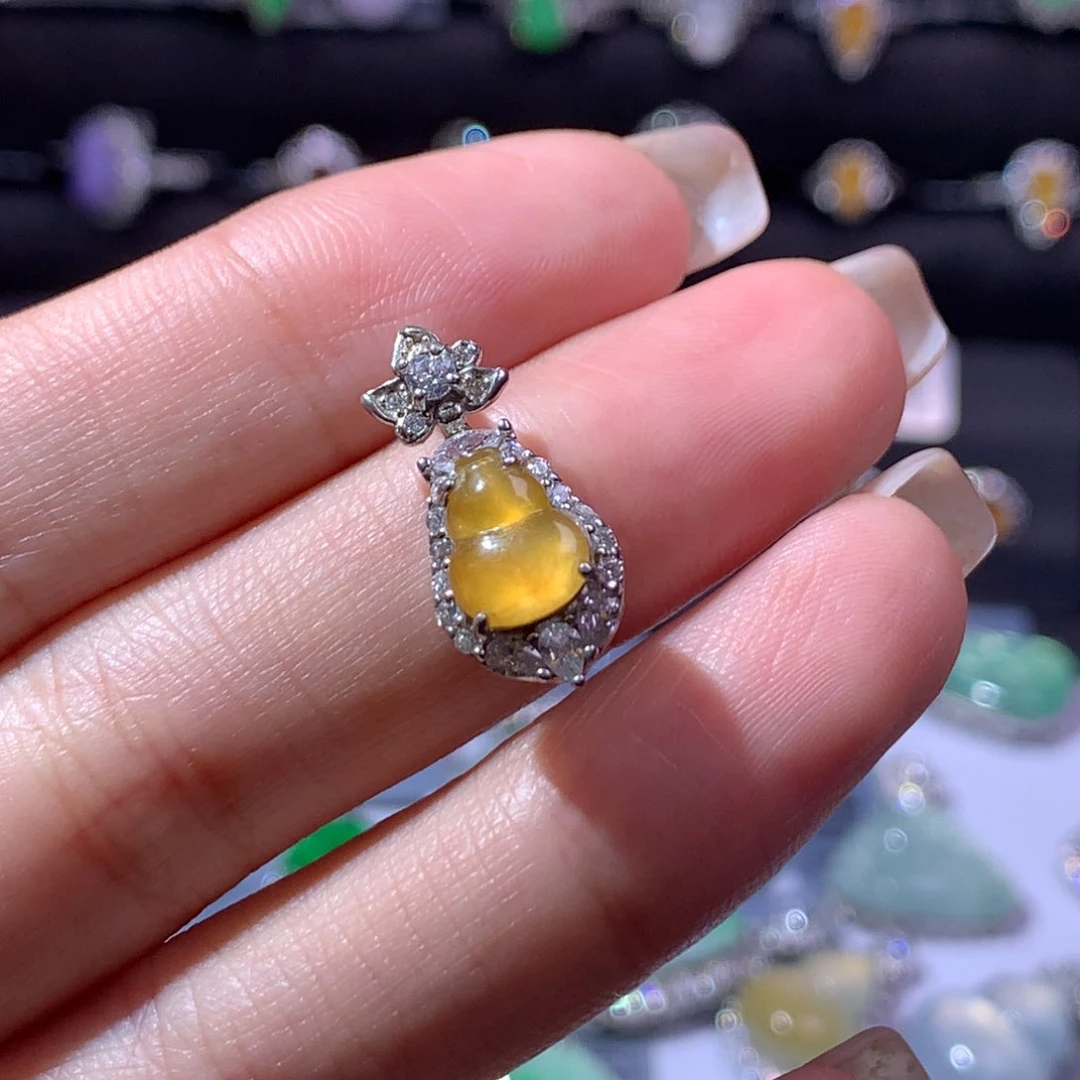 翡翠银S925镶嵌颈饰天然翡翠