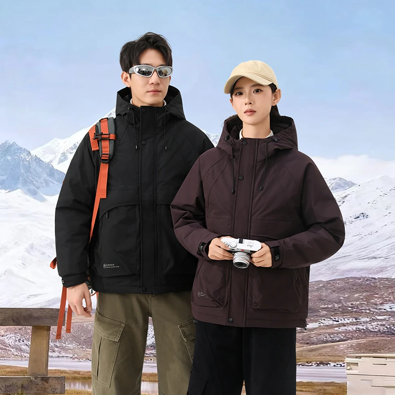 【吉祥如意老姨夫】工装三防冲锋衣棉服男女同款秋冬季连帽夹克外套