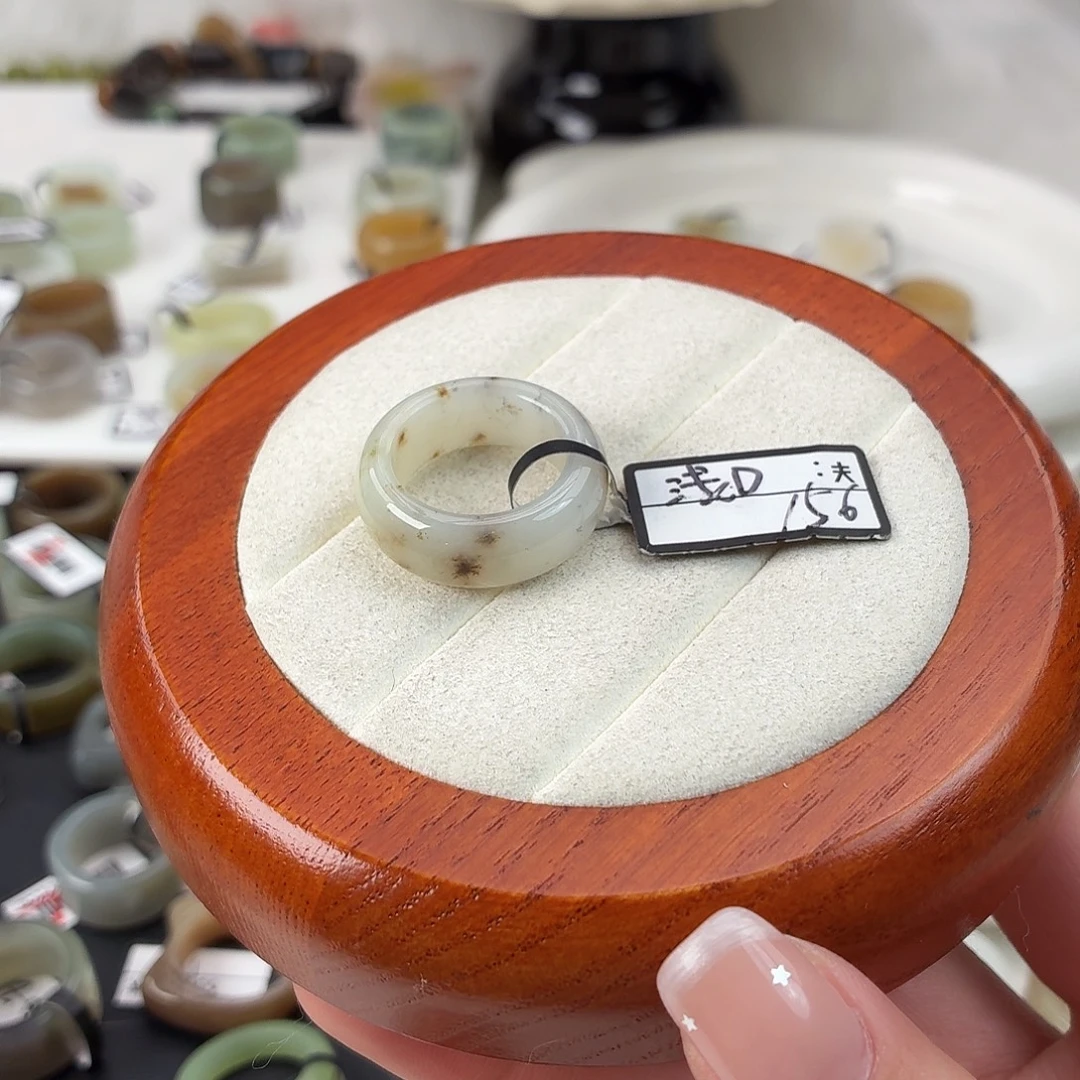 和田玉未镶嵌戒指Q51白桂花轮胎内径17.0港码14